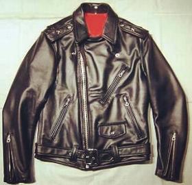 a leather jacket with a red interior that UKLeather manufactured 